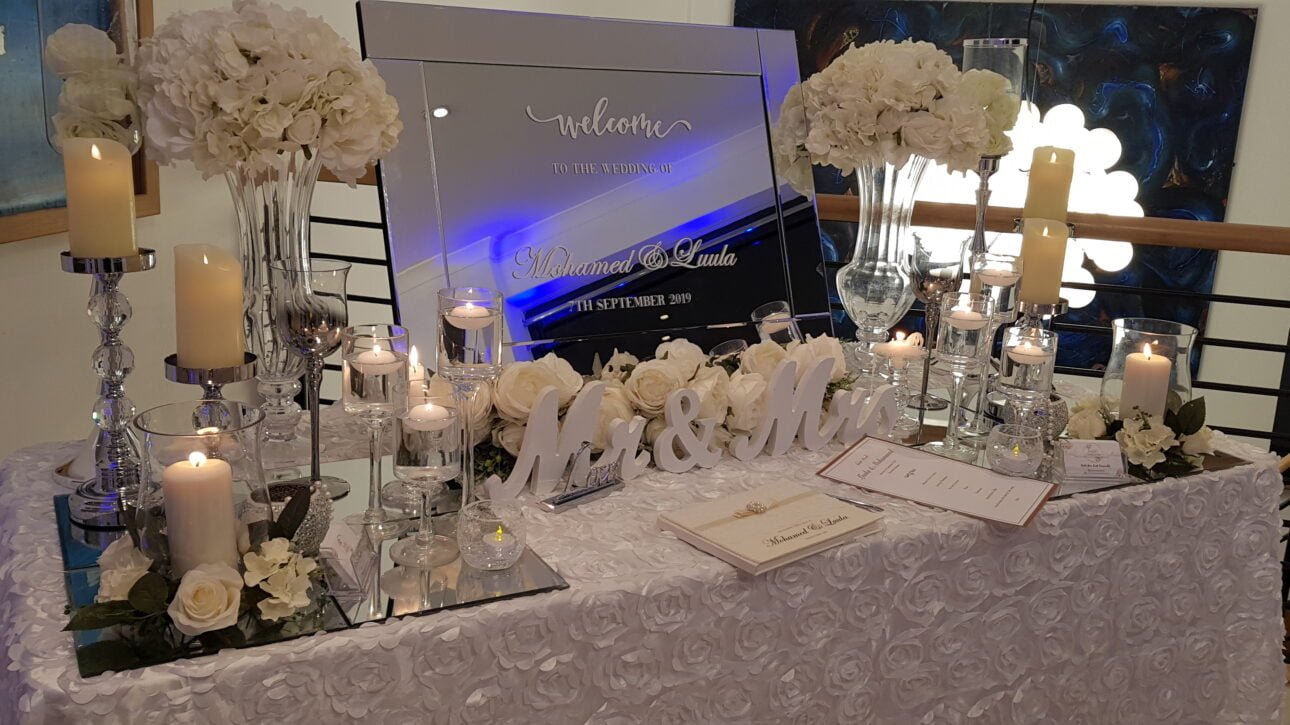 Welcome Table at Cavendish Banqueting Hall