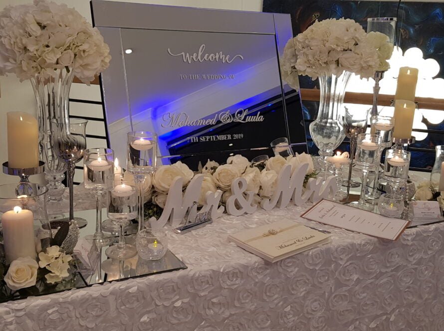 Welcome Table at Cavendish Banqueting Hall